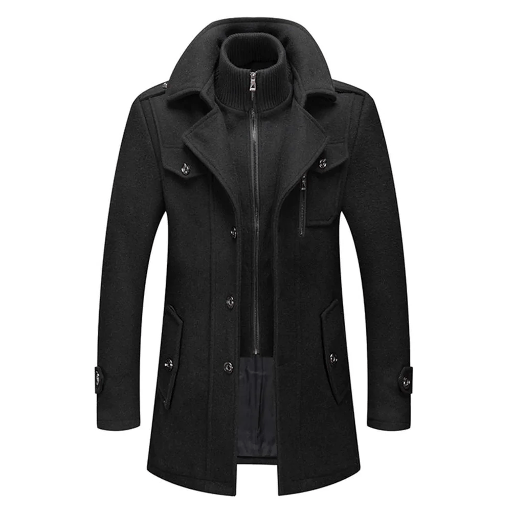 Black coat with a zipper on a white background