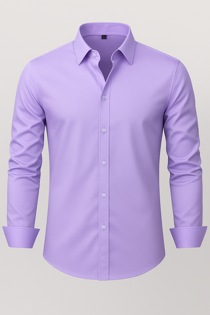 Purple dress shirt on a light gray background