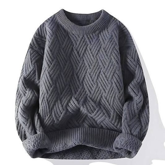 Gray textured sweater on a white background