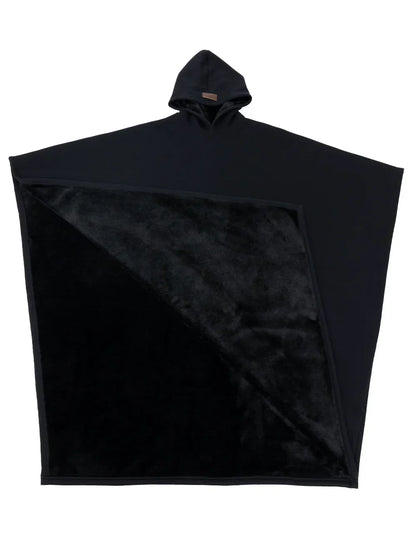 Black hooded poncho on a white background
