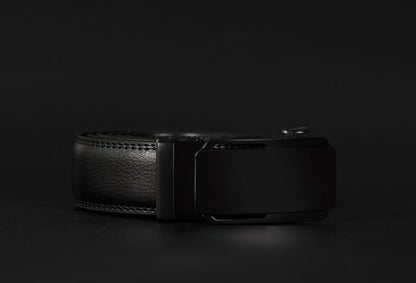 Black leather belt on a dark background