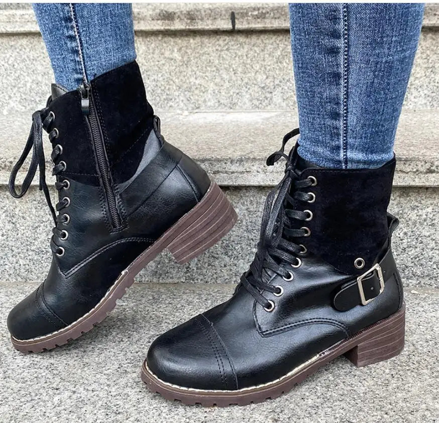 Botki Sznurowane z Klamrą na Zimę (Damskie)