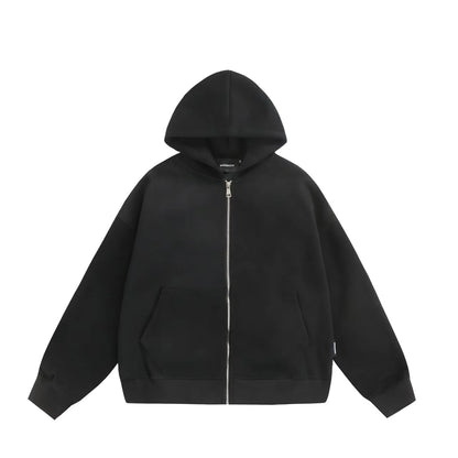 Black hoodie with a zipper on a white background