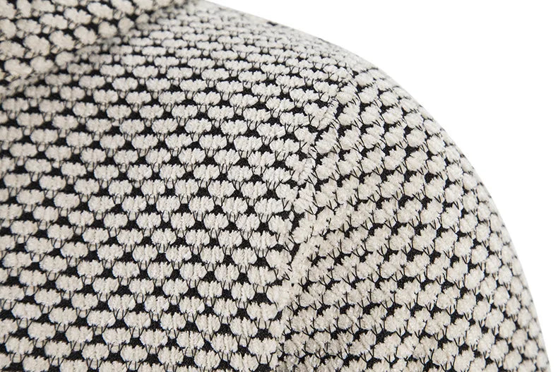 Close-up of a textured black and white fabric surface