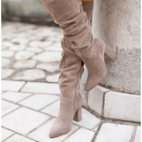 Kozaki Za Kolano Sznurowane z Klamrą na Zimę (Damskie)