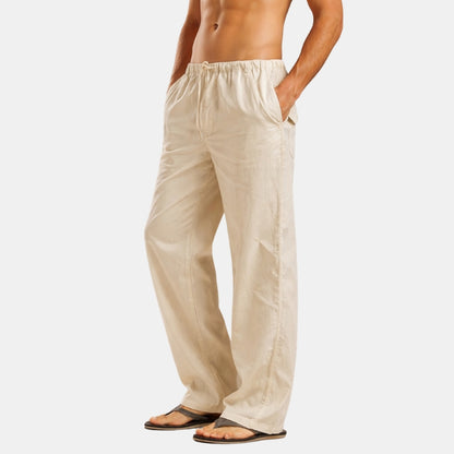 Męskie Letnie Lniane Luźne Lekkie Spodnie Casual