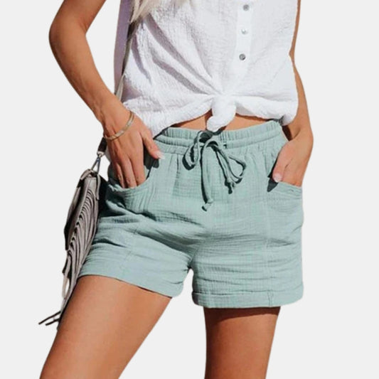 Damskie Letnie Lniane Wysoki Stan Szorty