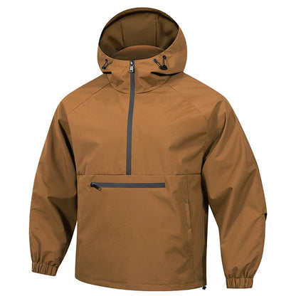 Brown jacket with a hood on a white background