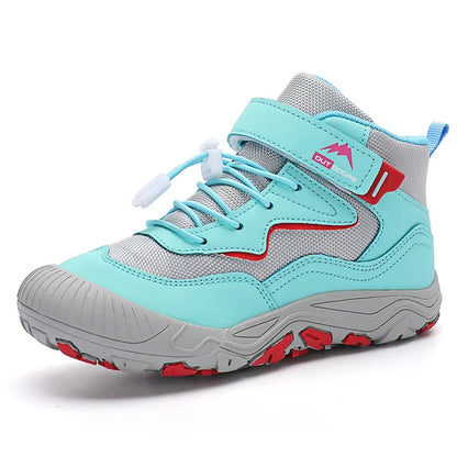 Light blue and gray sneaker with red accents on a white background