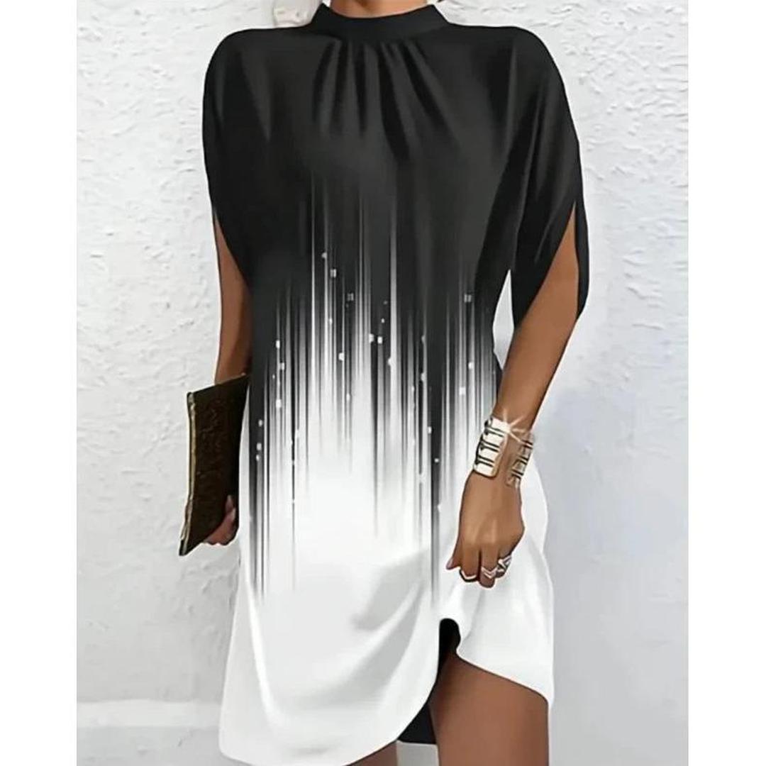 Damska Letnia Elegancka Casual Wzorzysta Asymetryczna Midi Sukienka