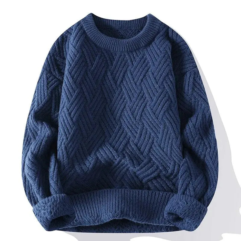 Blue knitted sweater on a white background