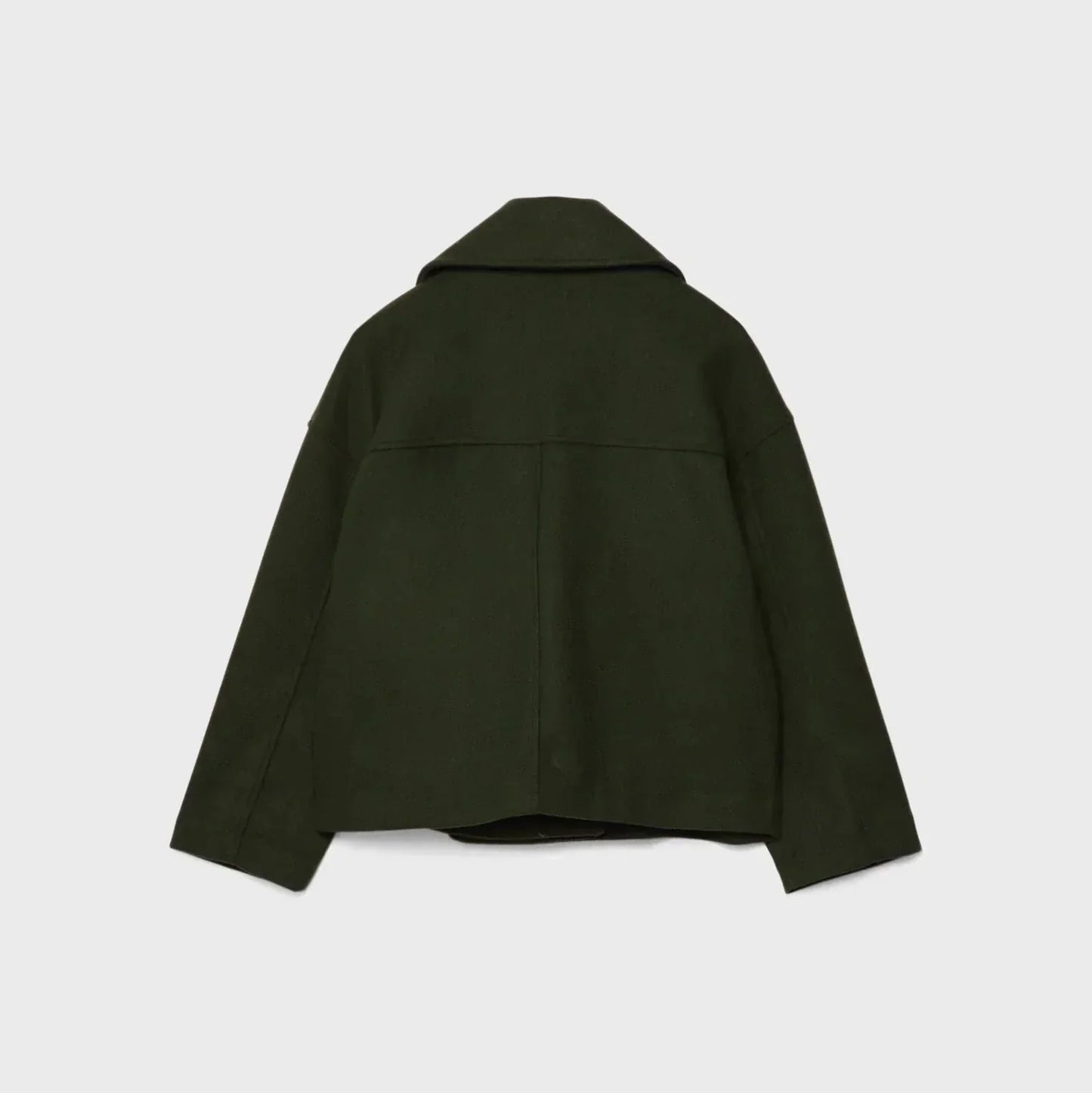 Dark green jacket on a light gray background