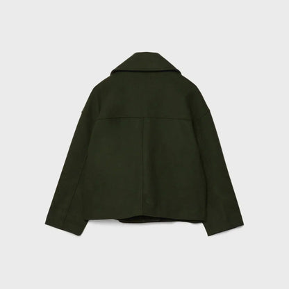 Dark green jacket on a light gray background