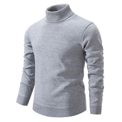 Gray turtleneck sweater on a white background