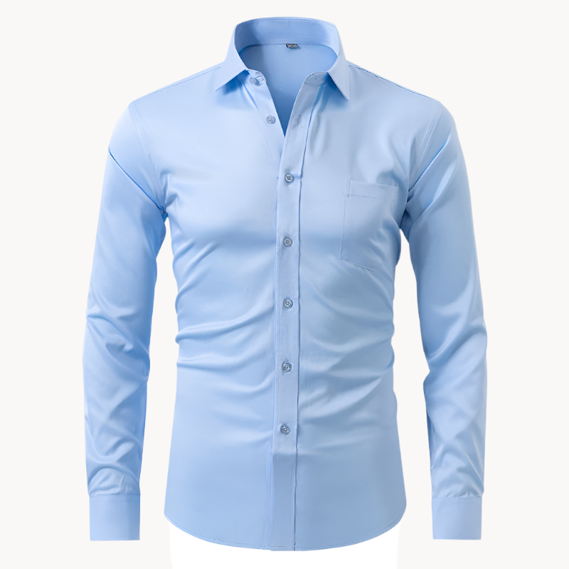 Light blue dress shirt on a white background