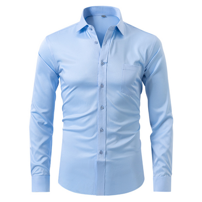 Light blue dress shirt on a white background