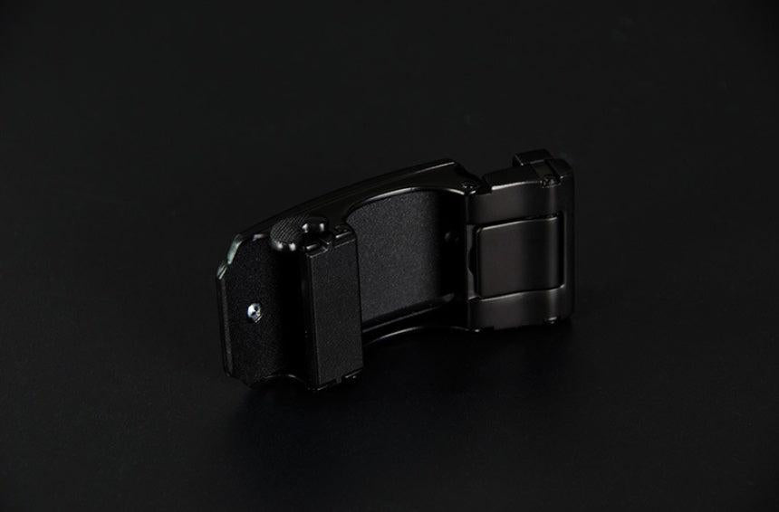 Black belt buckle on a black background