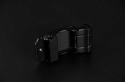 Black belt buckle on a black background