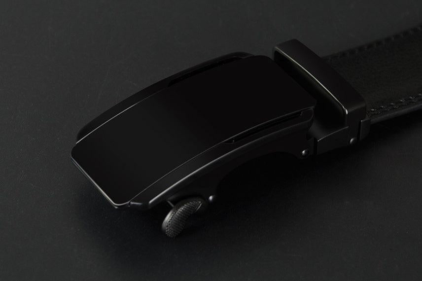 Black belt with a buckle on a dark background