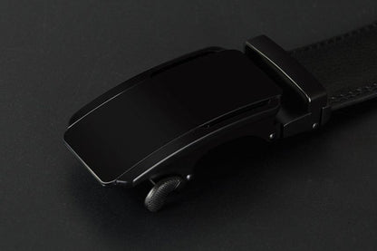 Black belt with a buckle on a dark background