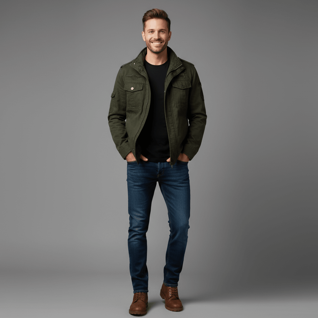 Bawełniana Kurtka Cargo Zimowa (Męska)