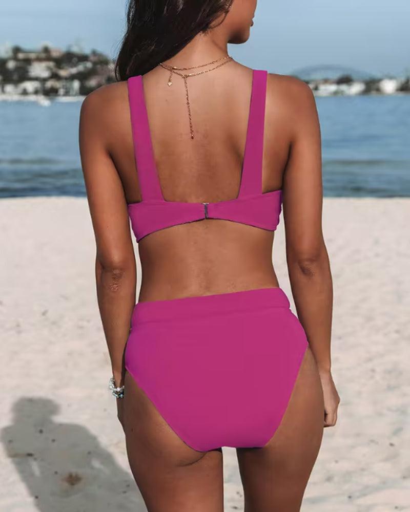 Bikini taille haute uni (Femme)