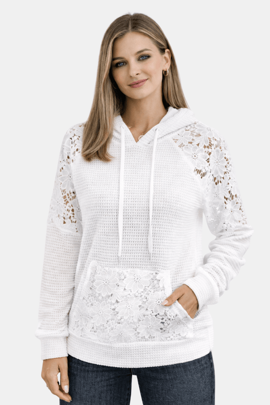 Bluza z Kapturem z Koronkowymi Wstawkami (Damskie)