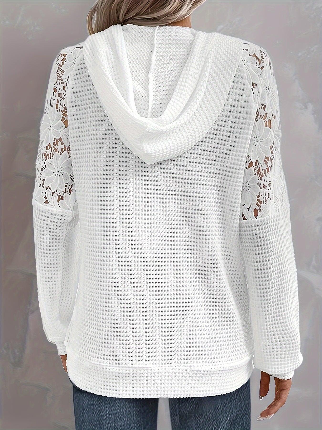 Bluza z Kapturem z Koronkowymi Wstawkami (Damskie)