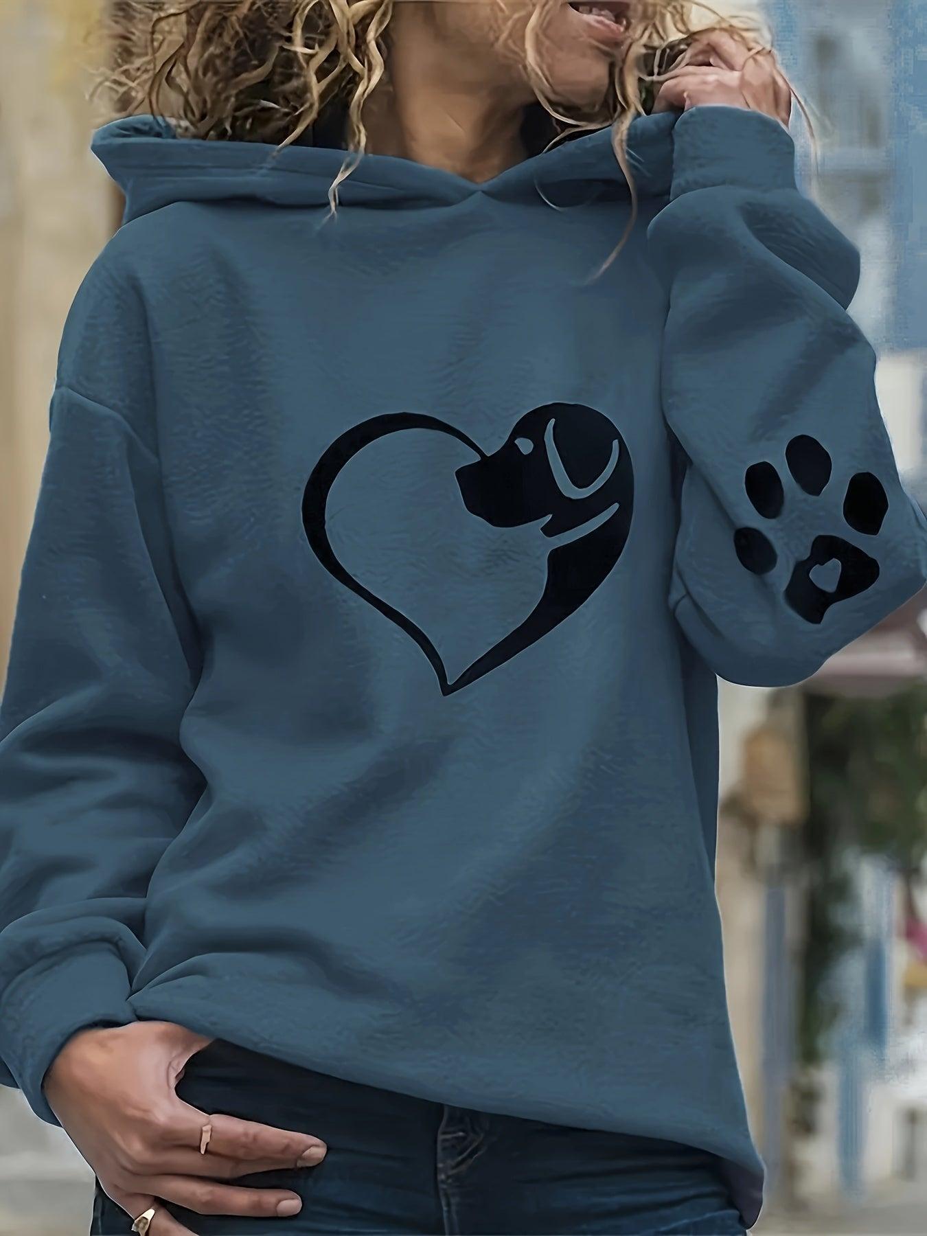 Sweat avec motif chien et patte pour le printemps (Femme)