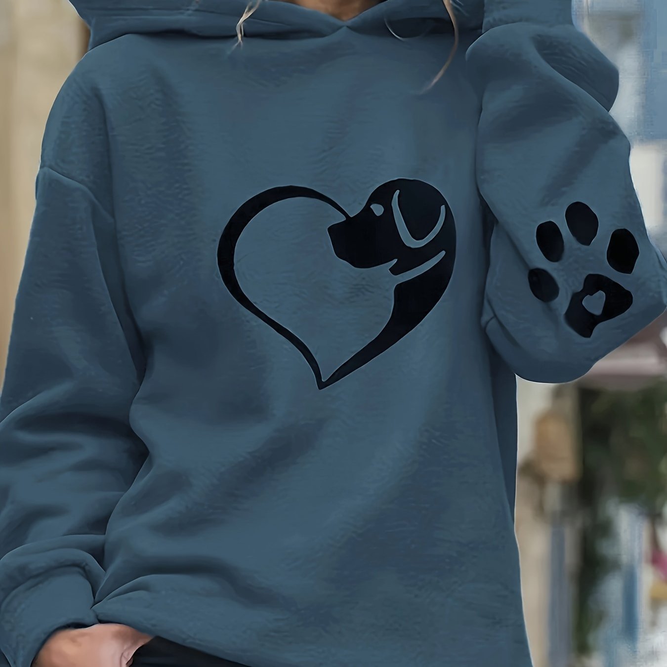 Sweat avec motif chien et patte pour le printemps (Femme)