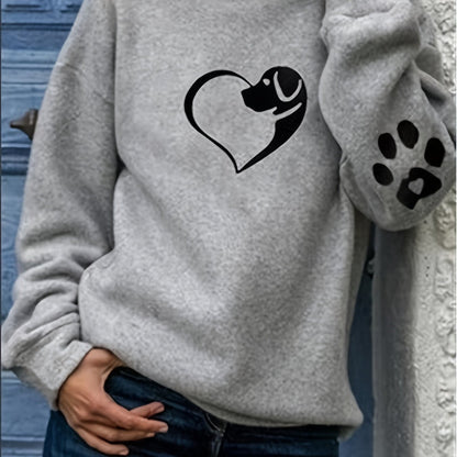 Sweat avec motif chien et patte pour le printemps (Femme)