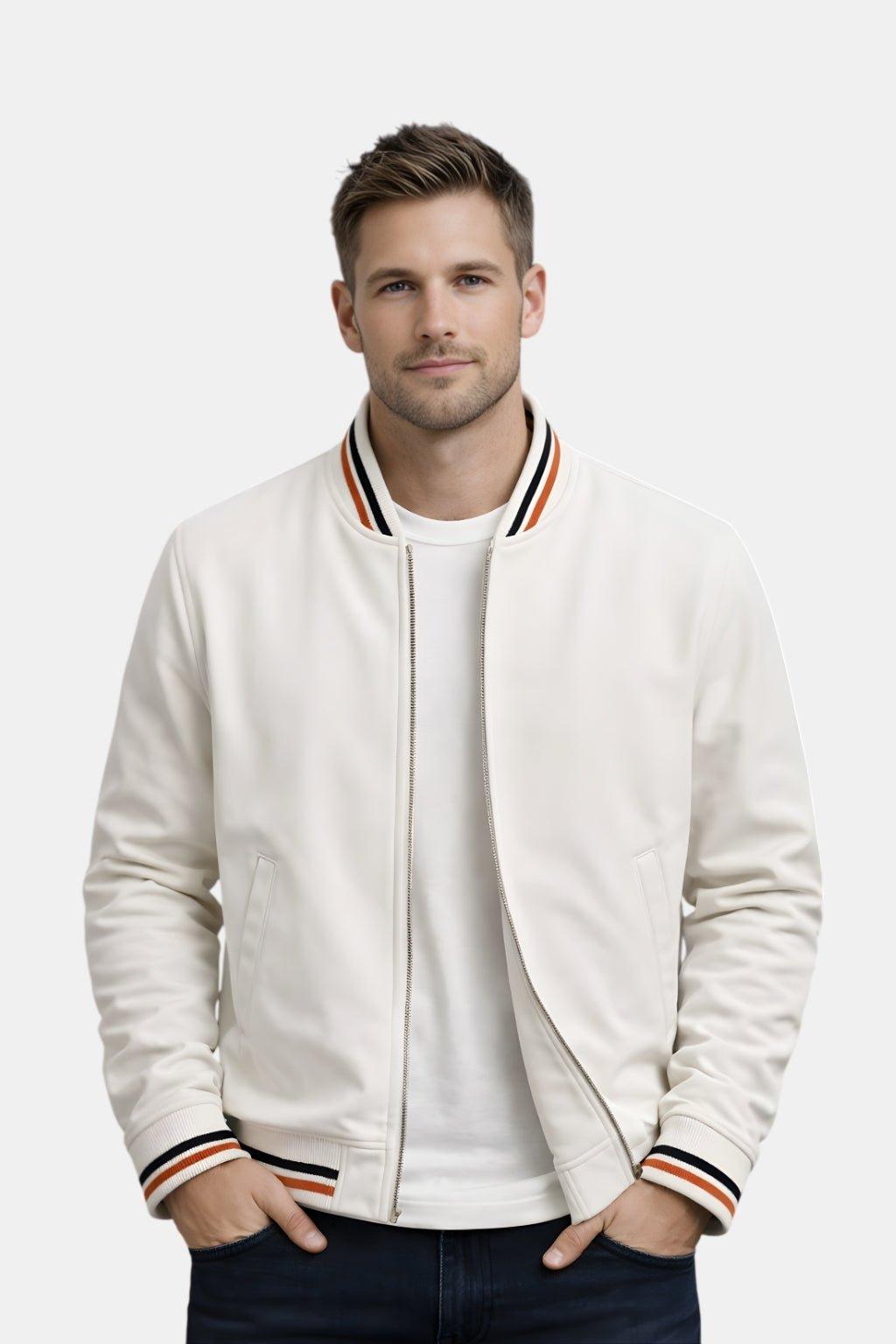 Casualowa Kurtka Bomber Wiosenna o Sportowym Wykończeniu (Męska)