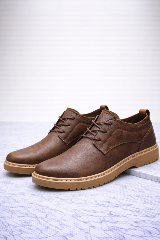 Casualowe Skórzane Buty z Gumową Podeszwą (Męskie)