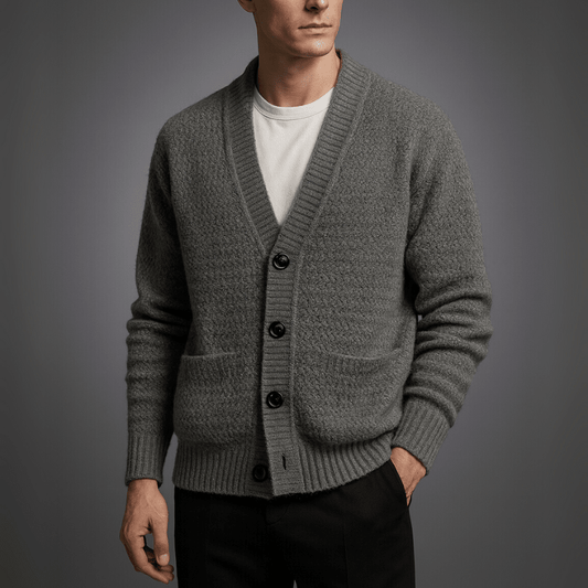 Ciepły Dzianinowy Kardigan na Zimę z Guzikami (Męski)