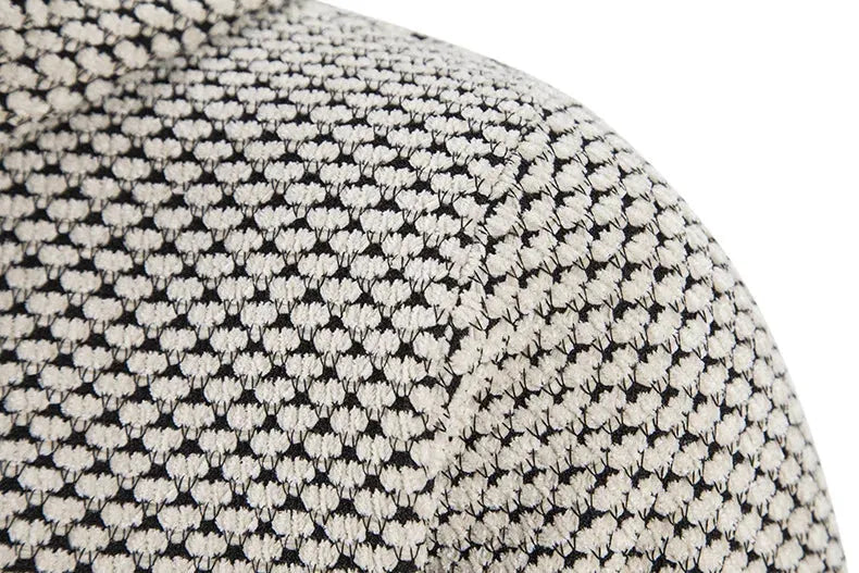Close-up of a textured black and white fabric surface