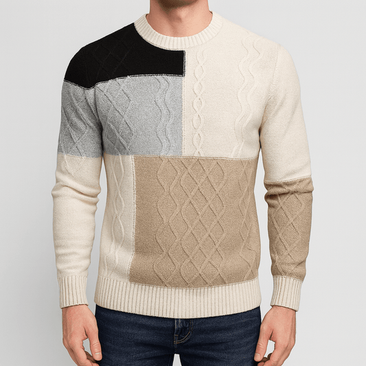 Patchworkowy Zimowy Sweter (Męski)