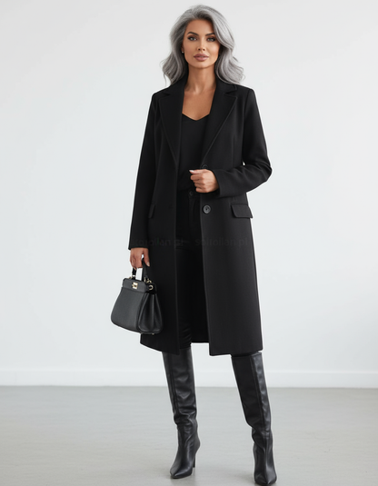 Zimowy Elegancki Długi Płaszcz (Damski)