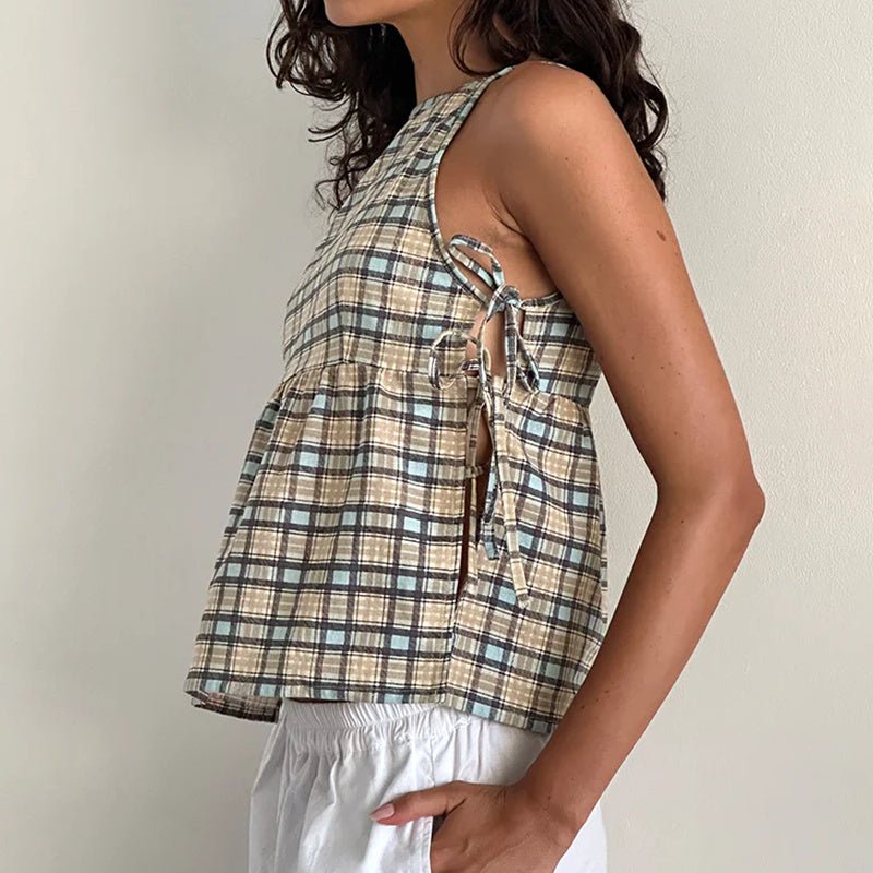 Damska Letnia Casual Kratka Kokardka Wiązana Bez Rękawów Tank Top