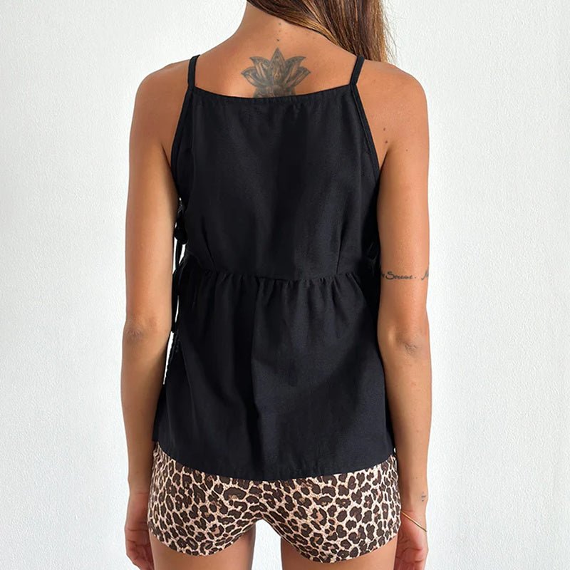 Damska Letnia Casual Kratka Kokardka Wiązana Bez Rękawów Tank Top