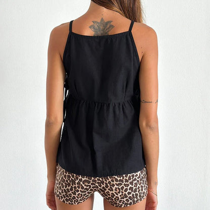 Damska Letnia Casual Kratka Kokardka Wiązana Bez Rękawów Tank Top