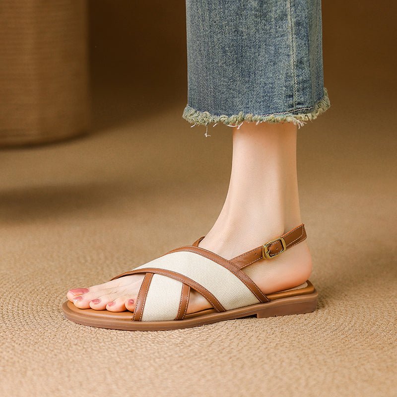 Damska Letnia Casual Krzyżowe Paski Slingback Sandały