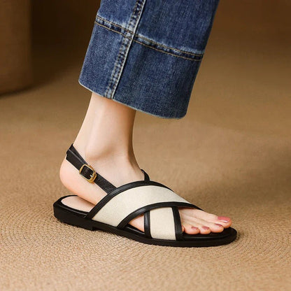 Damska Letnia Casual Krzyżowe Paski Slingback Sandały