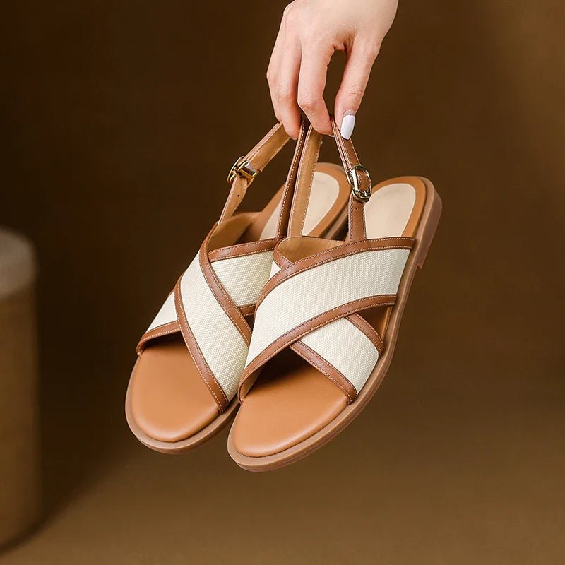 Damska Letnia Casual Krzyżowe Paski Slingback Sandały