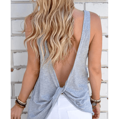 Damska Letnia Dzianinowa Bez Rękawów Twist Bluzka