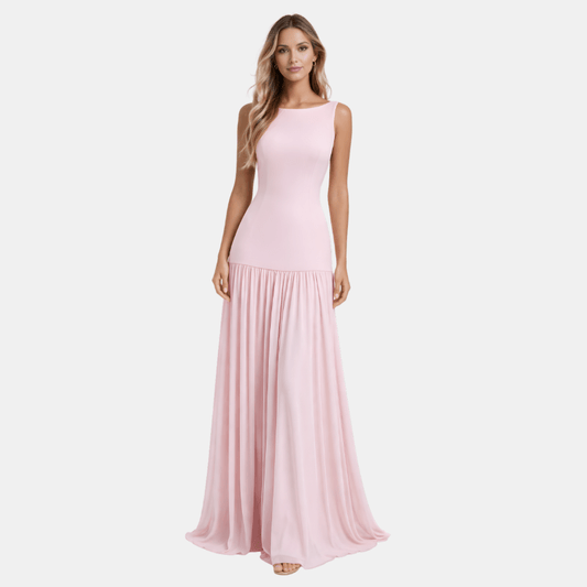 Damska Letnia Elegancka Bez Rękawów Plisowana Maxi Sukienka