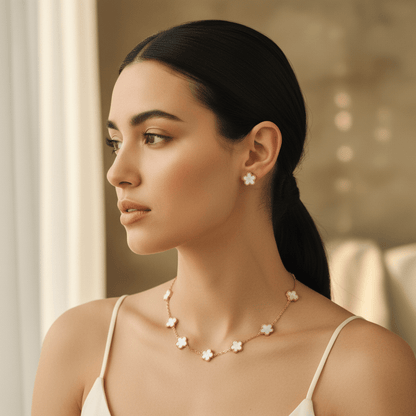 Damska Letnia Elegancka Casual Koniczyna Złoty Jewelry Set
