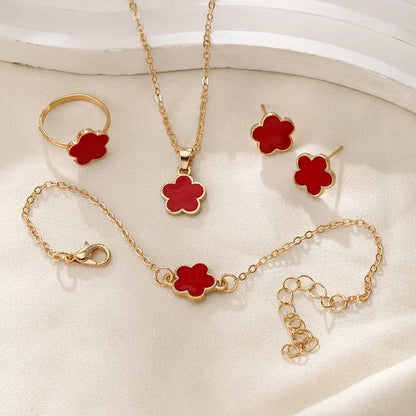 Damska Letnia Elegancka Casual Koniczyna Złoty Jewelry Set