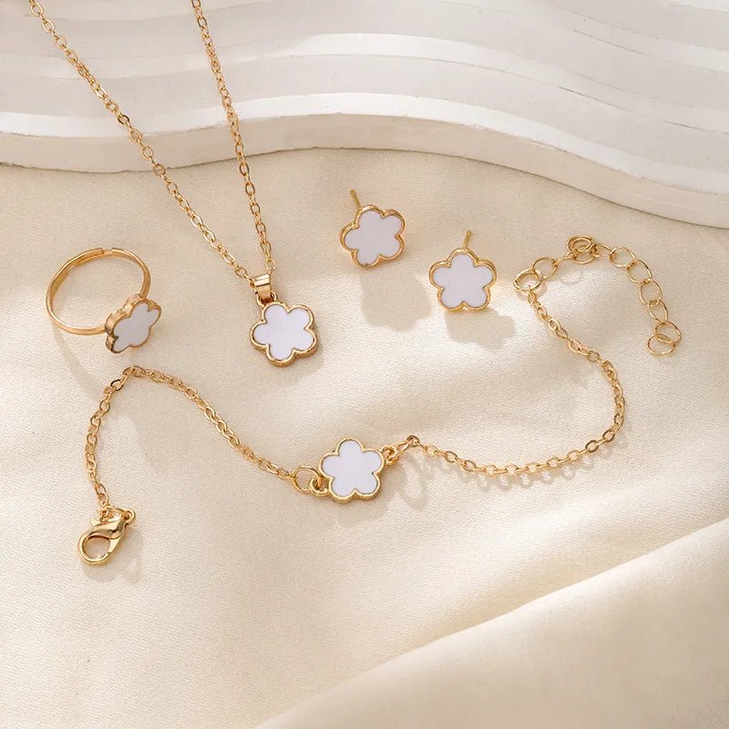 Damska Letnia Elegancka Casual Koniczyna Złoty Jewelry Set