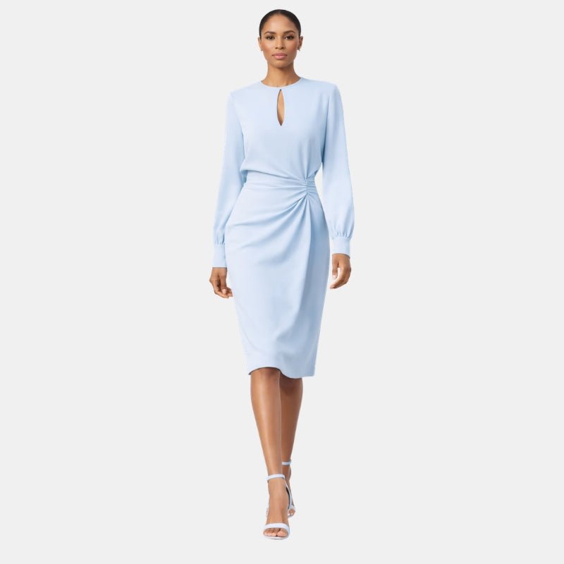 Damska Letnia Elegancka Długi Rękaw Marszczona Midi Sukienka