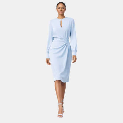 Damska Letnia Elegancka Długi Rękaw Marszczona Midi Sukienka